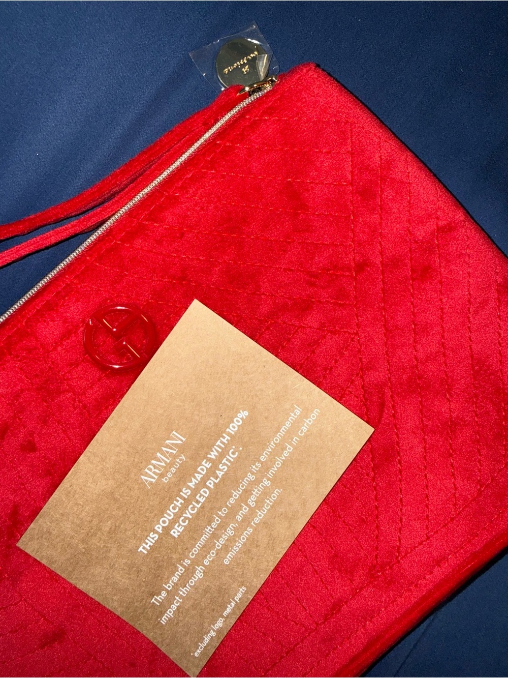 Giorgio Armani Red Velvet Wristlet Clutch